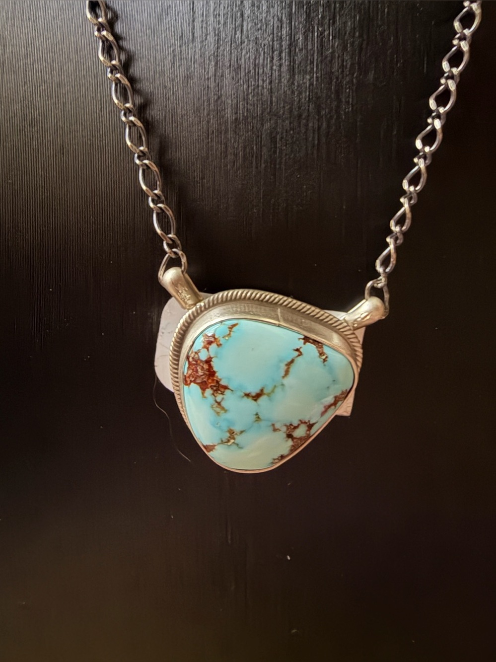 Antionette Mart Navajo Sterling Silver White Water Turquoise Pendant Necklace